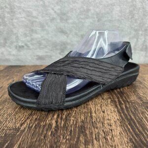 Drew Barefoot Freedom Bon Voyage Sandals 10 Black Leather Open Toe Strappy Ankle